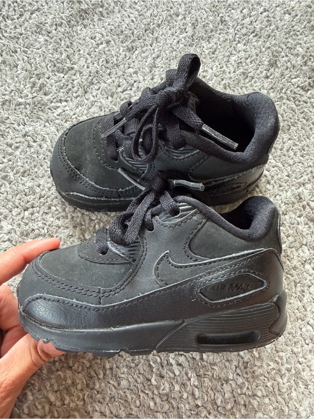 Nike Kids' Air Max Black Leather & Suede Sneaker